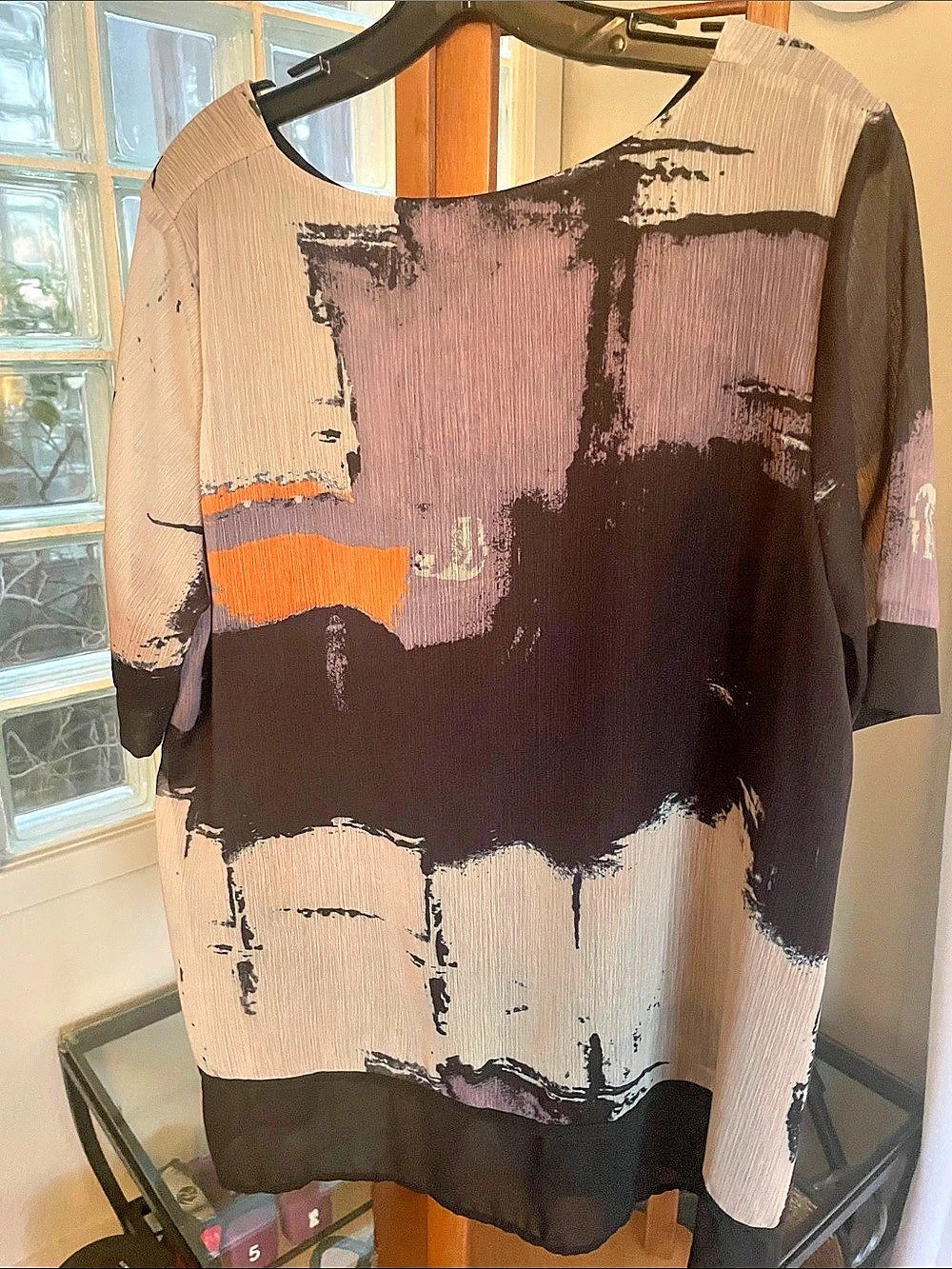 Abstract Print Short Sleeve Top